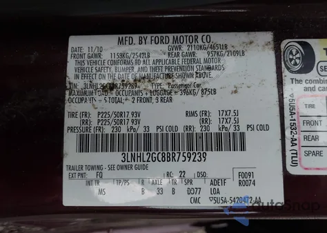 2011 Lincoln Mkz z USA, uszkodzony, nr VIN 3LNHL2GC8BR759239